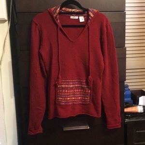 Red multi colored sweater hoodie